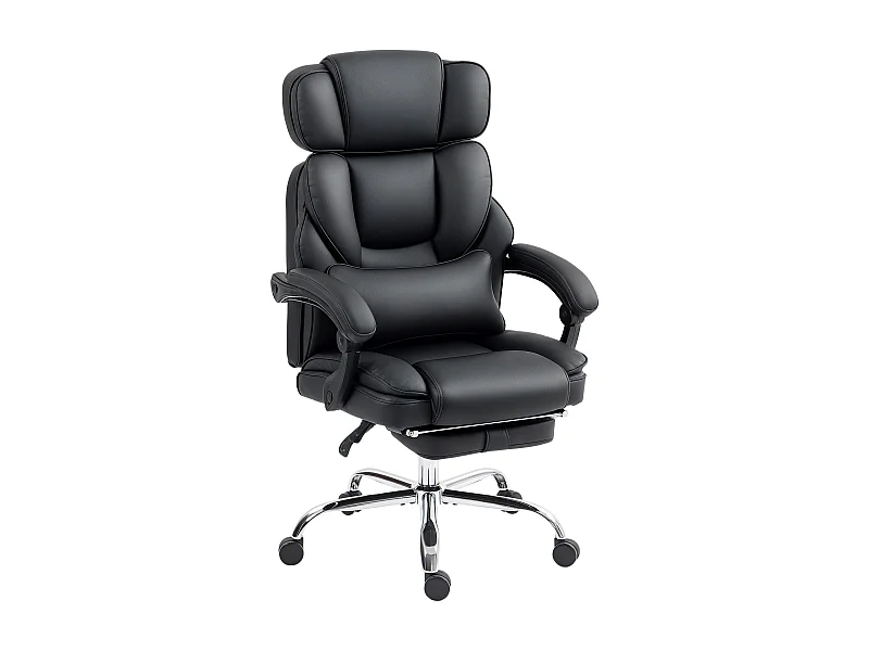 Sedia da ufficio con poggiapiedi supporto lombare e poggiatesta nero