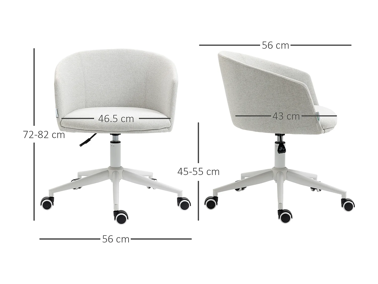 Sedia da ufficio girevole con altezza regolabile e ruote