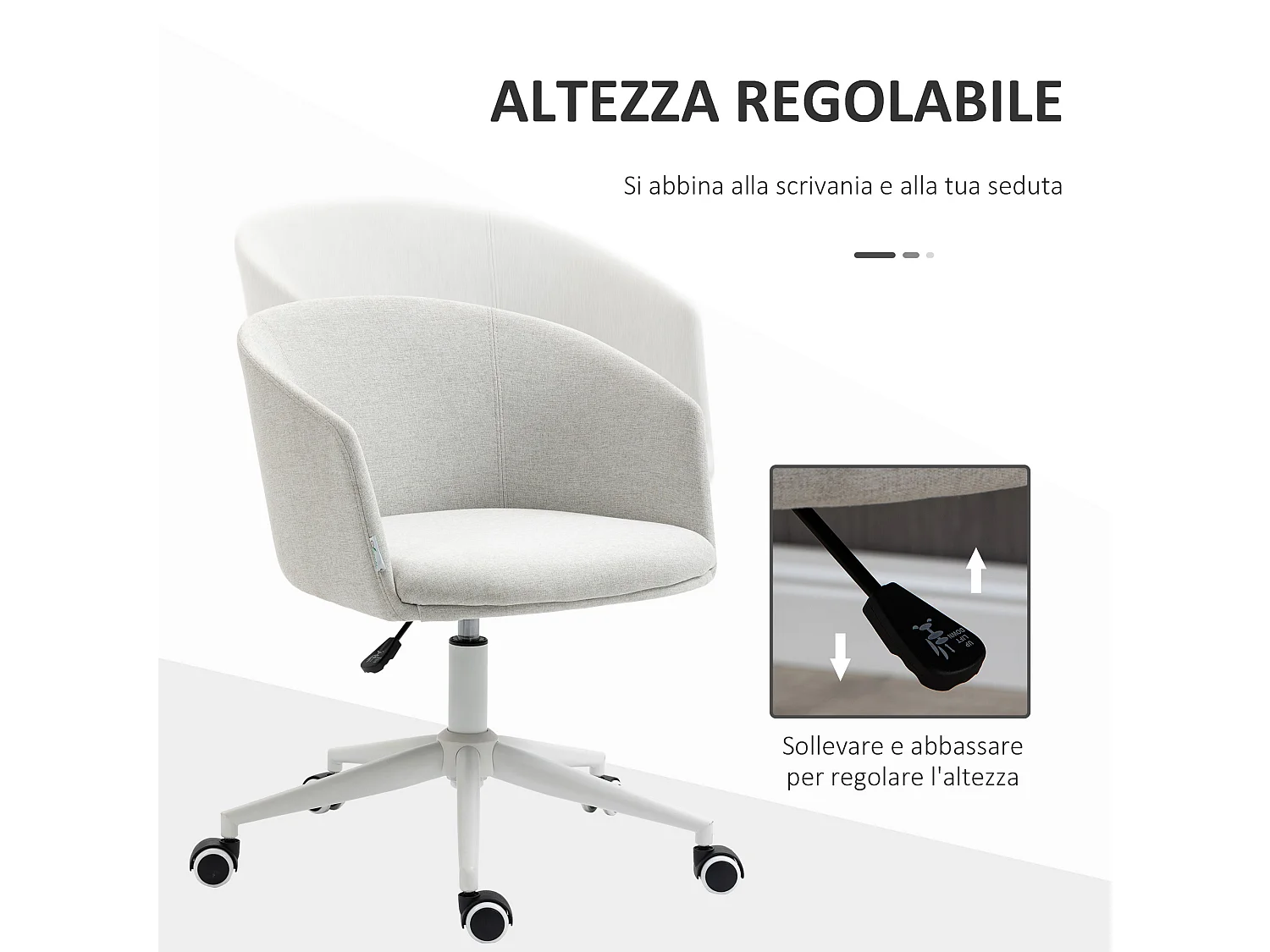 Sedia da ufficio girevole con altezza regolabile e ruote