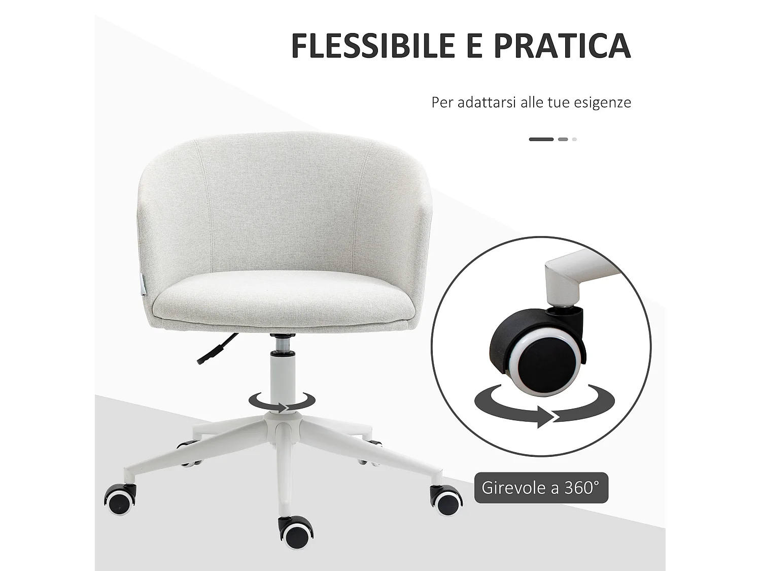 Sedia da ufficio girevole con altezza regolabile e ruote