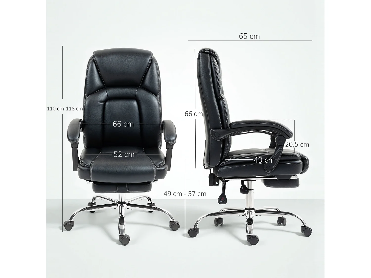 Sedia da ufficio reclinabile con poggiapiedi e imbottitura nero