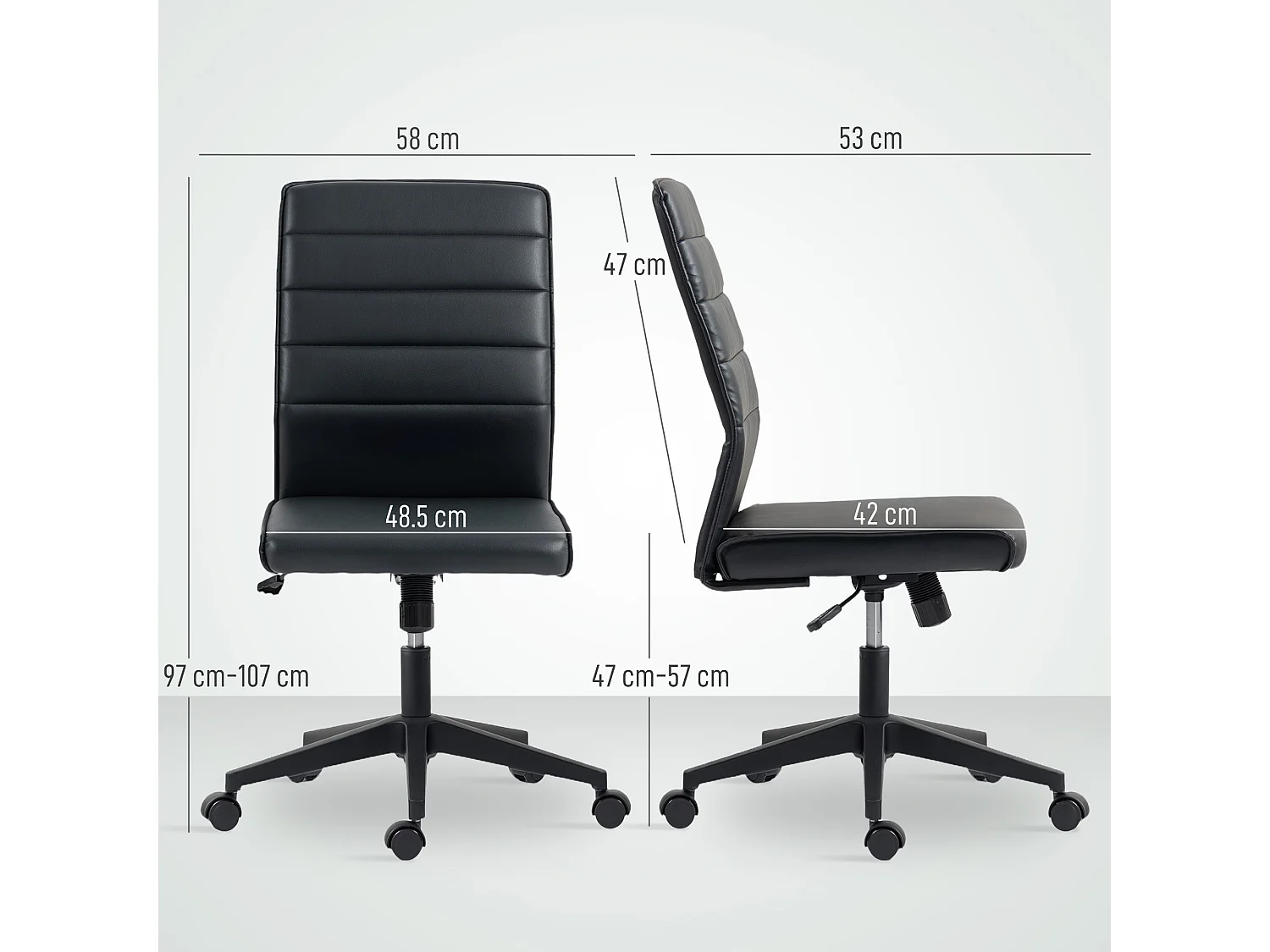 Sedia da ufficio ergonomica e regolabile con schienale ricurvo nero