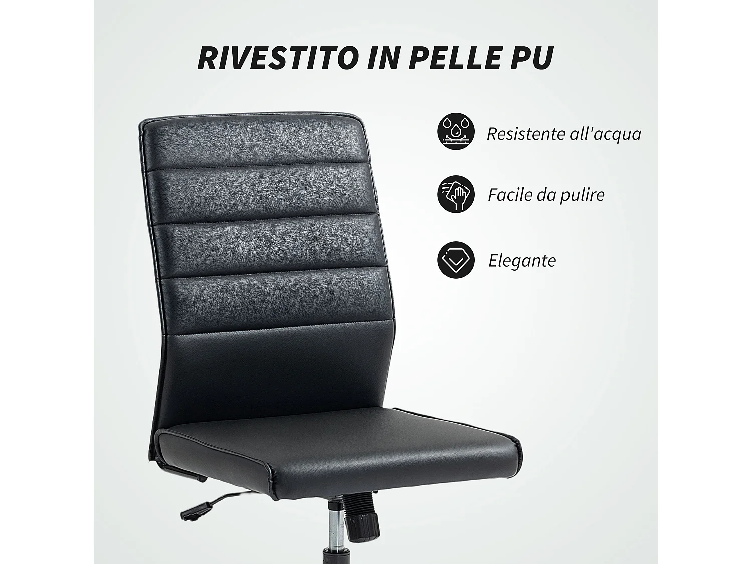 Sedia da ufficio ergonomica e regolabile con schienale ricurvo nero