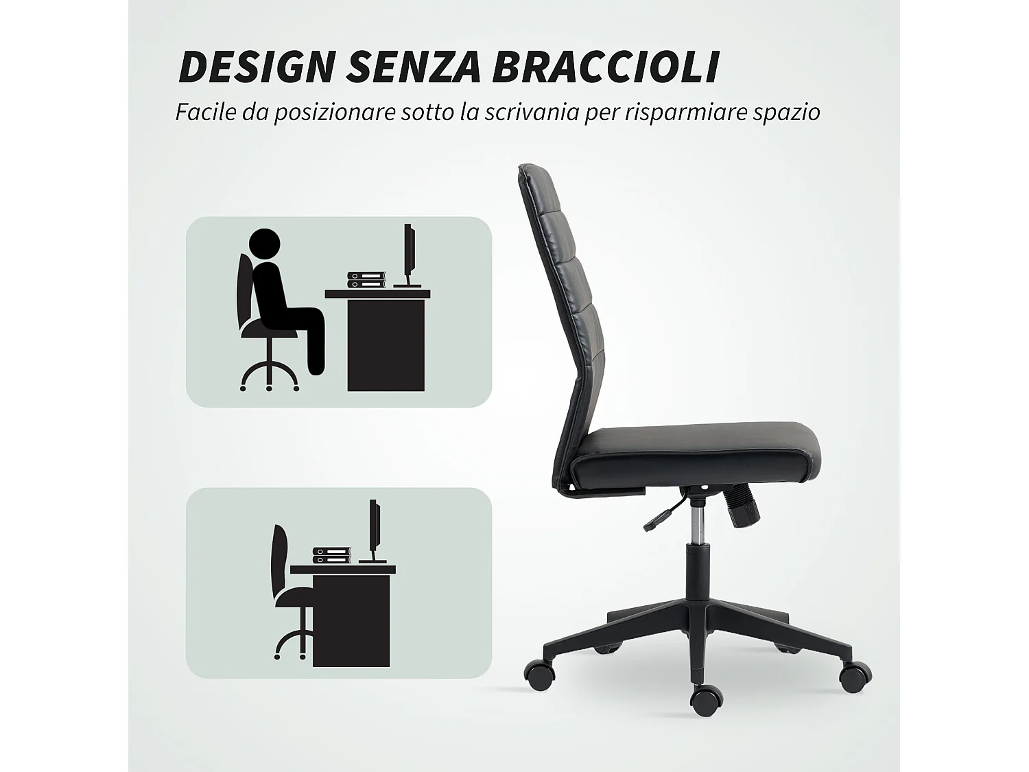 Sedia da ufficio ergonomica e regolabile con schienale ricurvo nero
