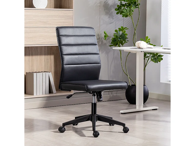 Sedia da ufficio ergonomica e regolabile con schienale ricurvo nero