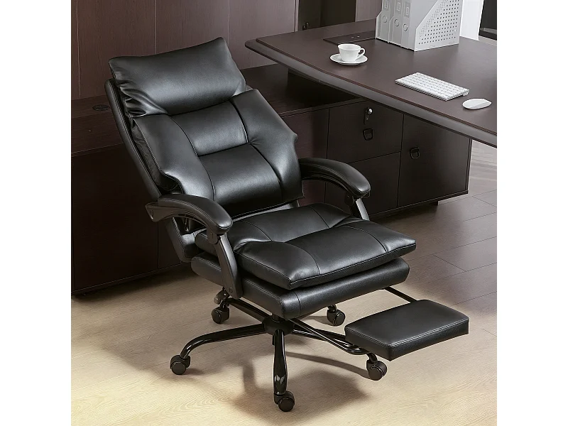 Sedia per scrivania ad altezza regolabile e reclinabile a 135° nera