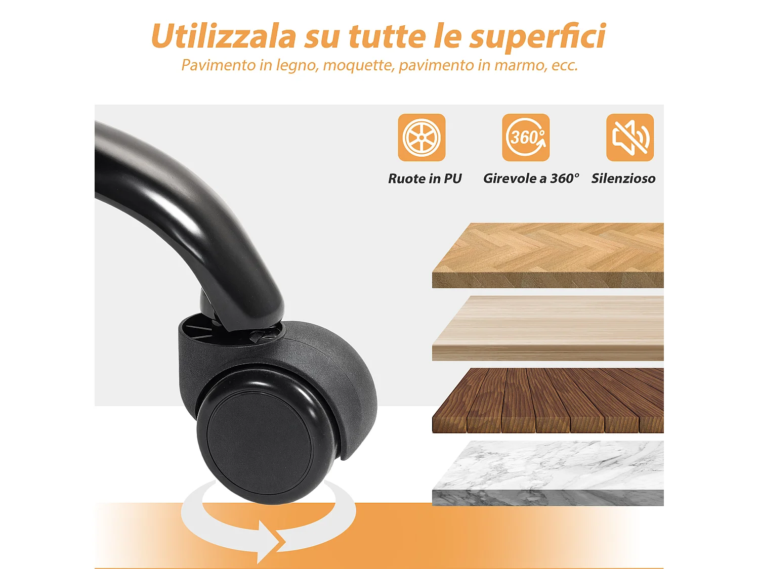 Sedia per scrivania ad altezza regolabile e reclinabile a 135° nera