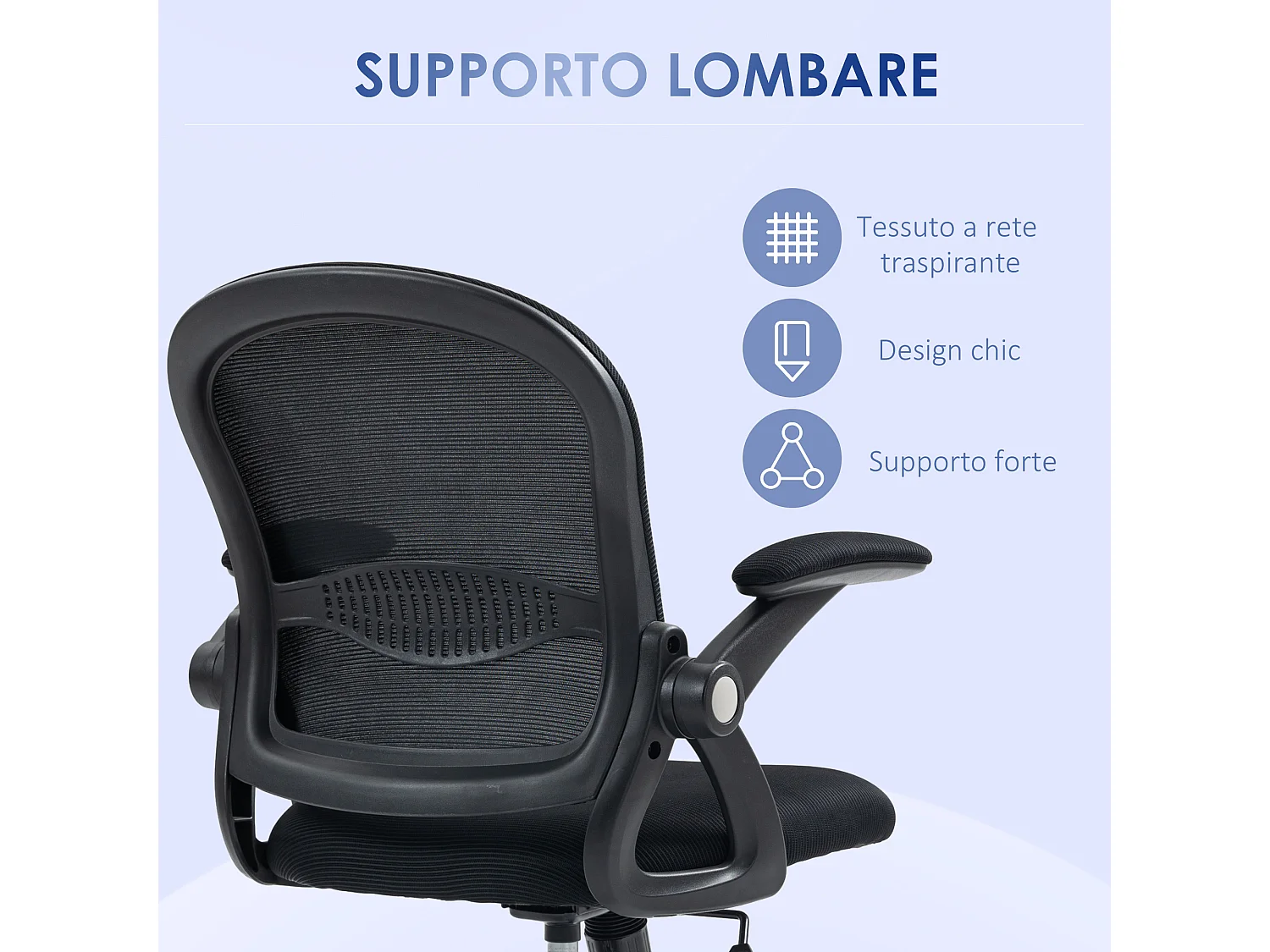 Sedia da ufficio ergonomica con altezza regolabile nero