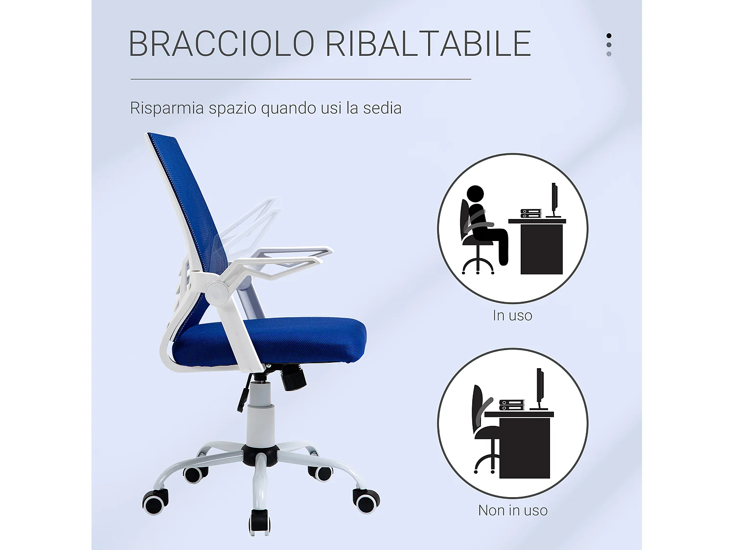 Sedia da ufficio ergonomica supporto lombare in tessuto blu