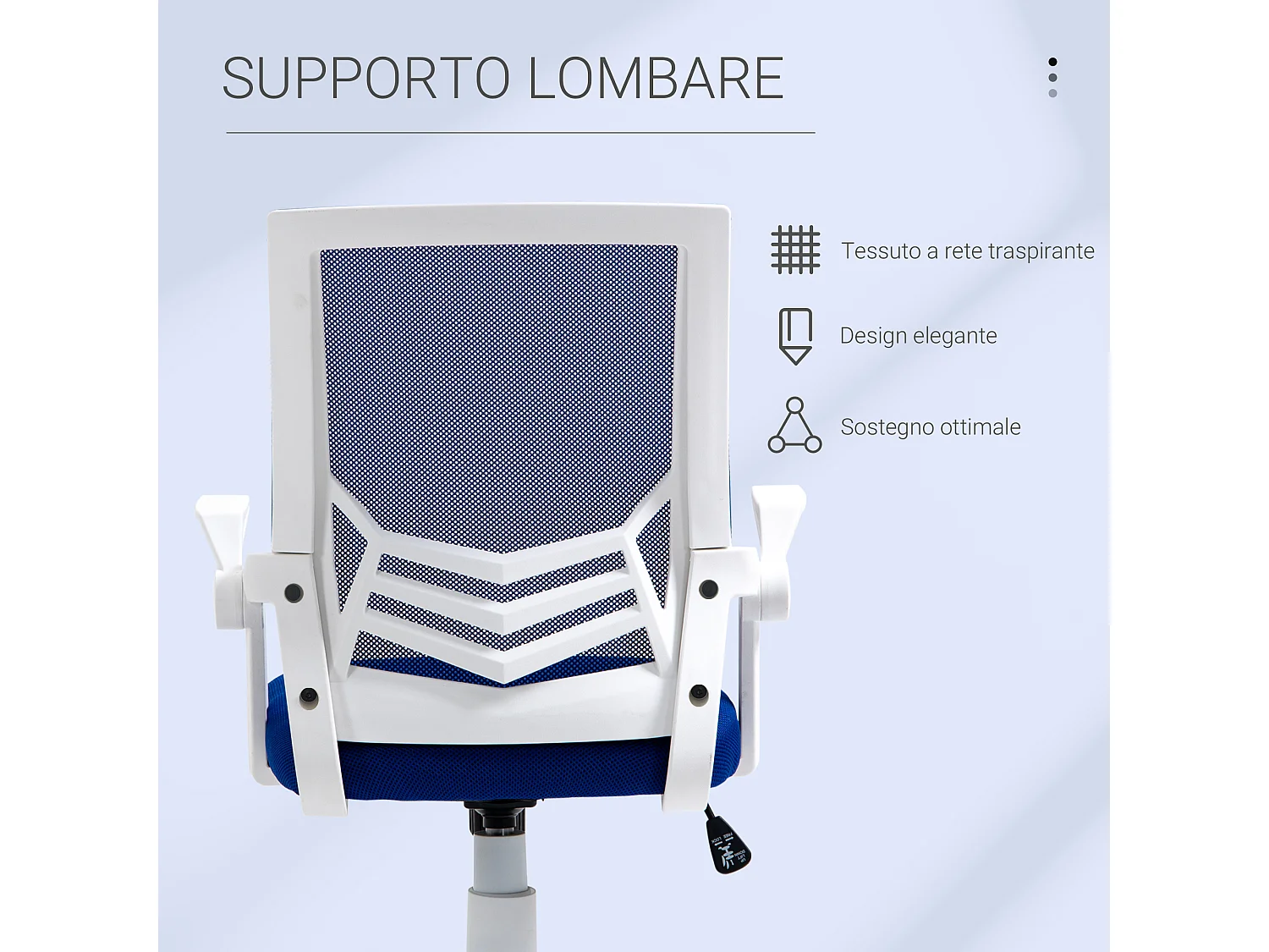Sedia da ufficio ergonomica supporto lombare in tessuto blu