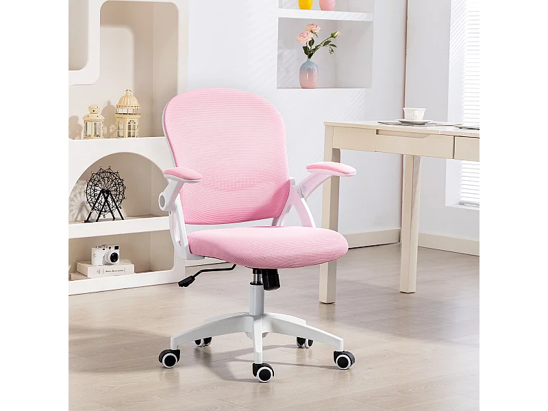 Sedia da ufficio ergonomica e regolabile con schienale a rete rosa