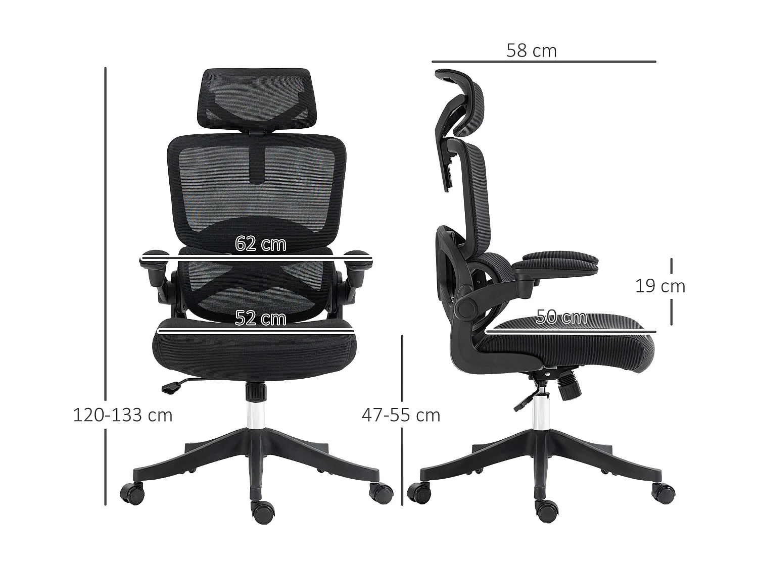 Sedia da ufficio ad altezza regolabile con inclinazione braccioli nera