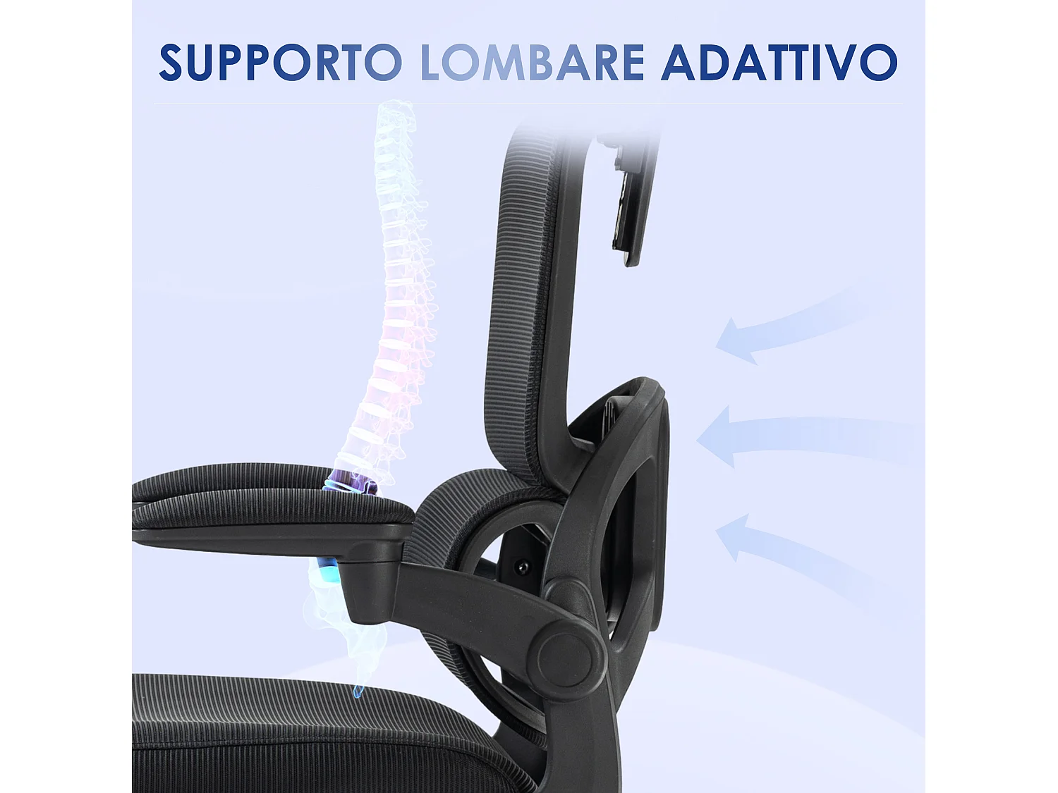 Sedia da ufficio ad altezza regolabile con inclinazione braccioli nera