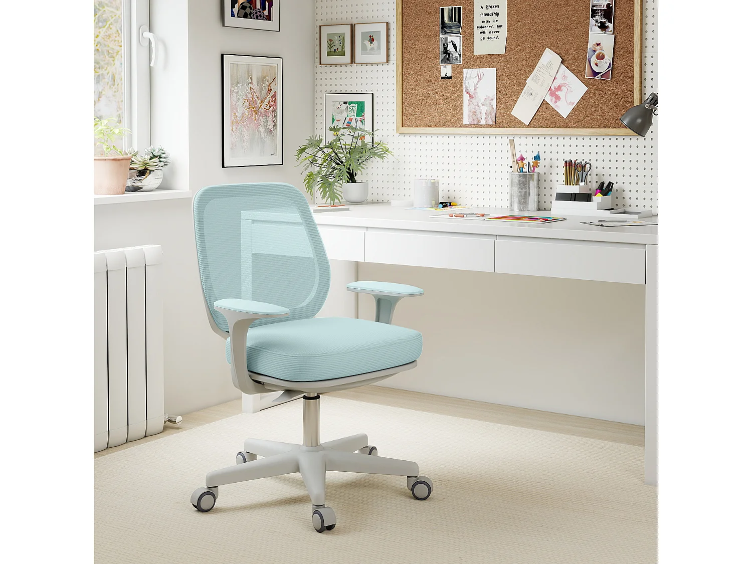 Sedia da ufficio ergonomica ad altezza regolabile e traspirante verde