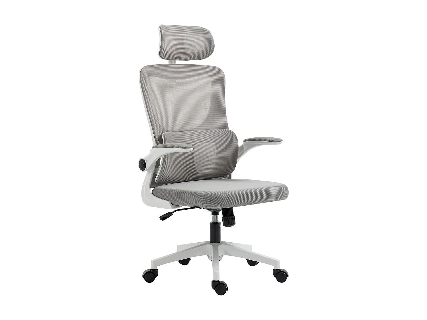 Sedia da ufficio ergonomica ad altezza regolabile poggiatesta grigia