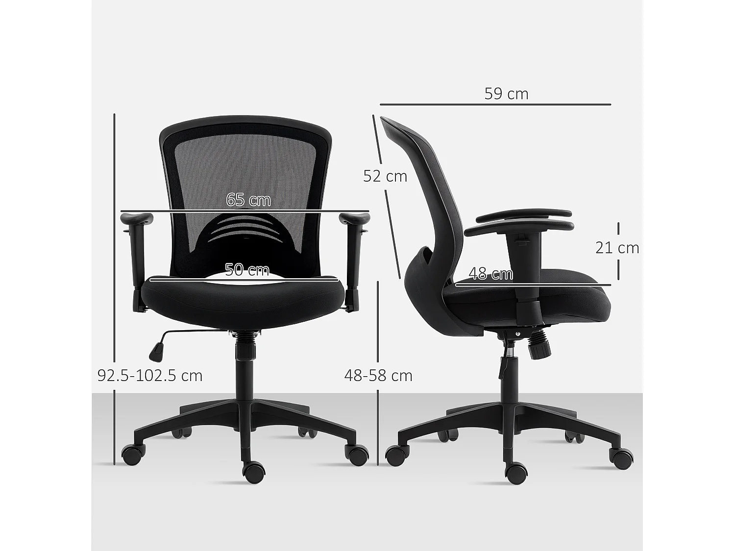 Sedia da ufficio traspirante e reclinabile ad altezza regolabile nera