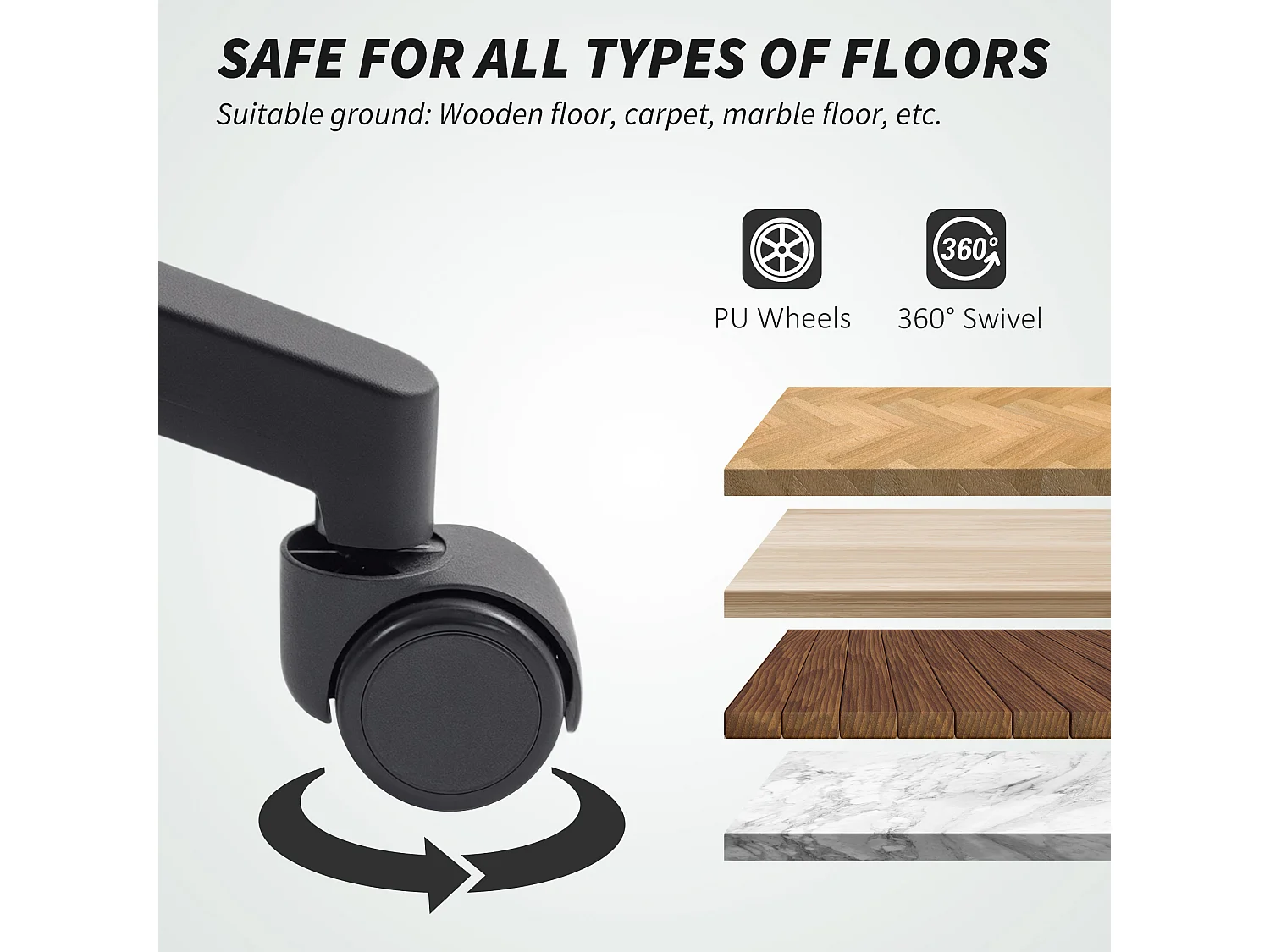 Sedia da ufficio traspirante e reclinabile ad altezza regolabile nera