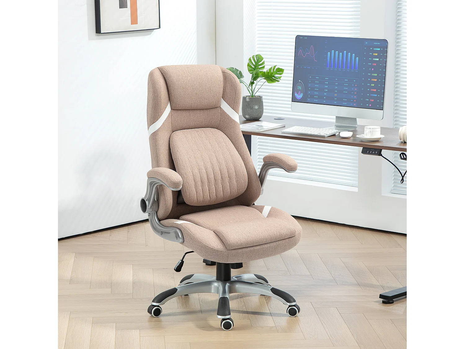 Sedia da ufficio reclinabile con ruote e altezza regolabile marrone