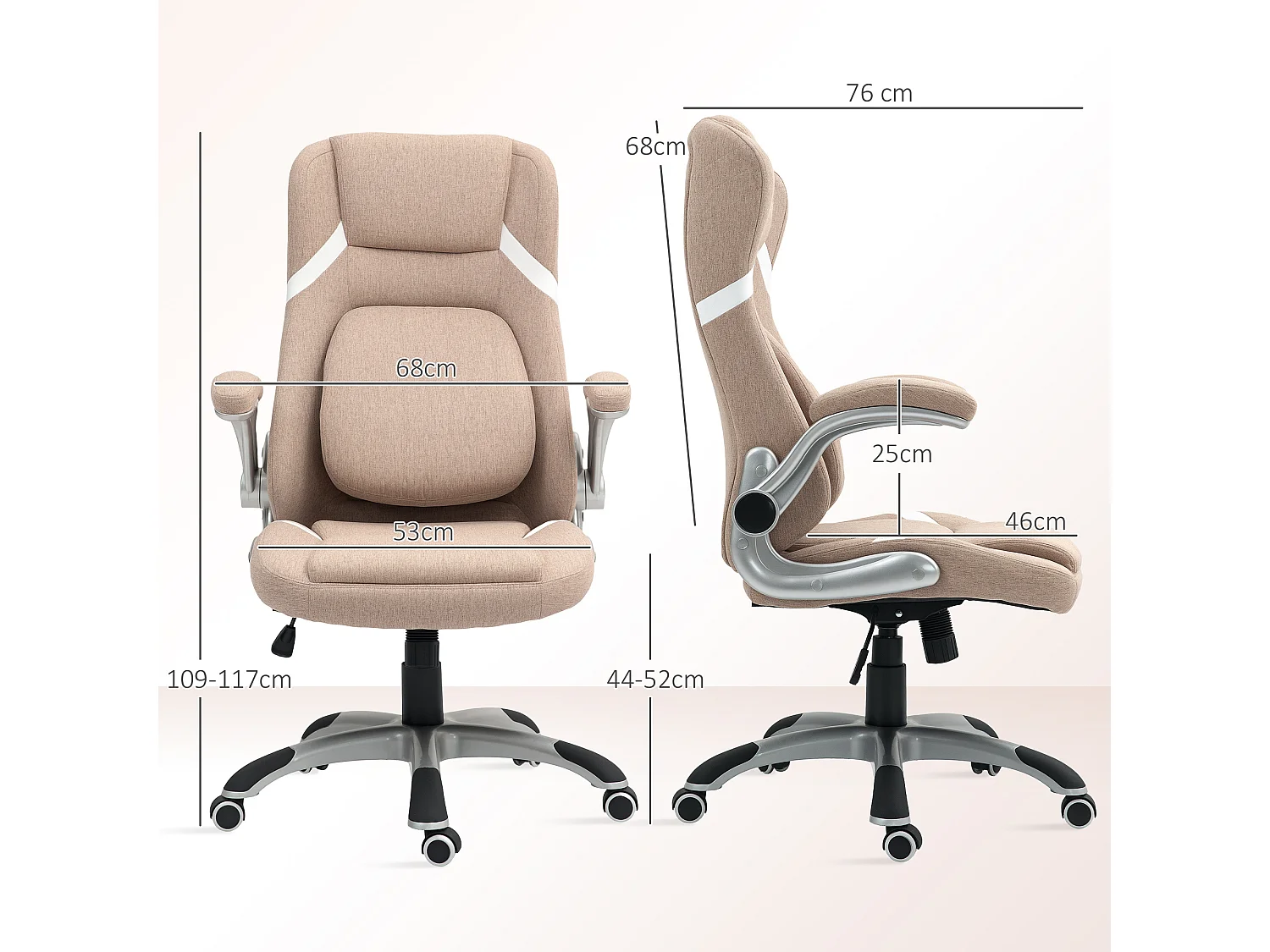 Sedia da ufficio reclinabile con ruote e altezza regolabile marrone