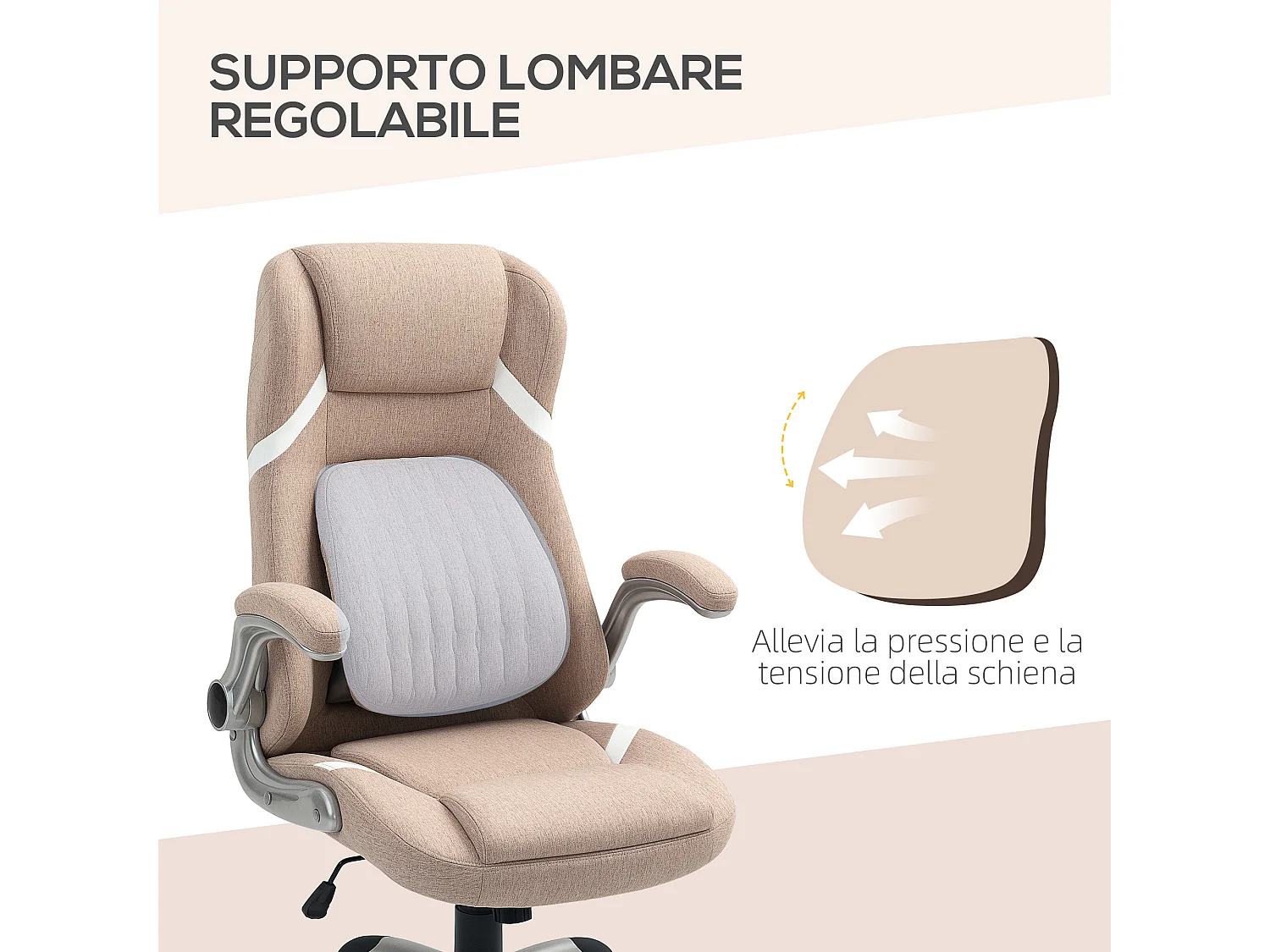 Sedia da ufficio reclinabile con ruote e altezza regolabile marrone