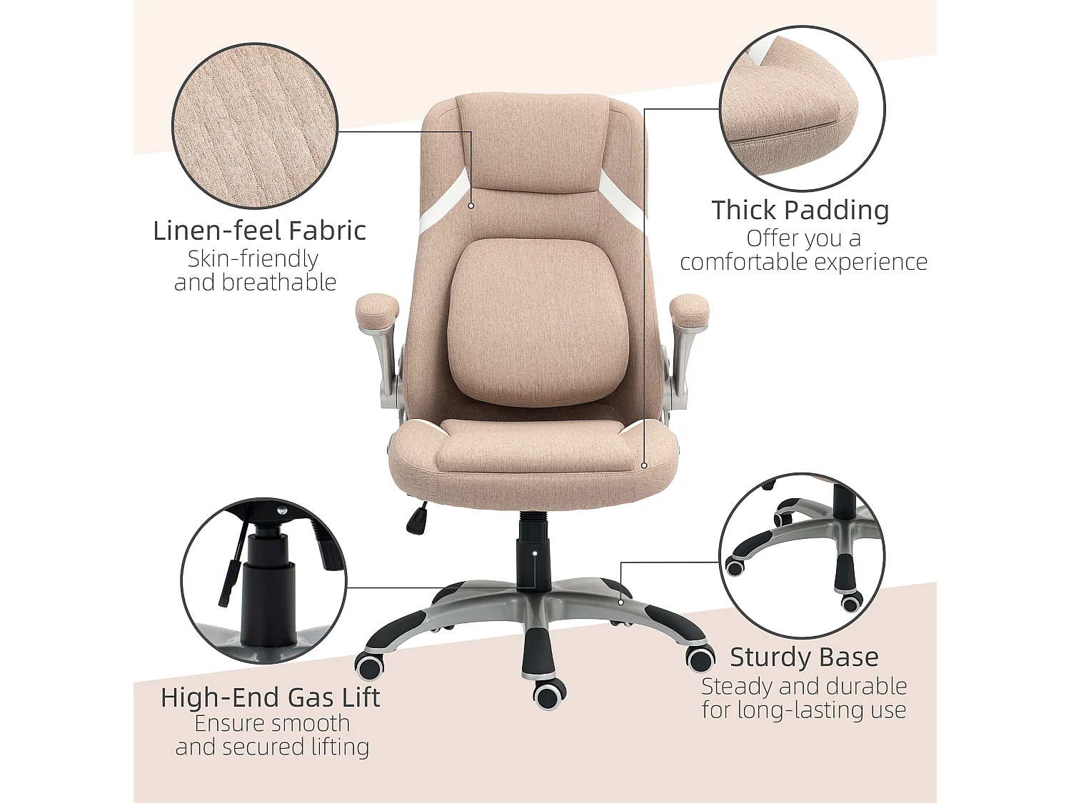 Sedia da ufficio reclinabile con ruote e altezza regolabile marrone