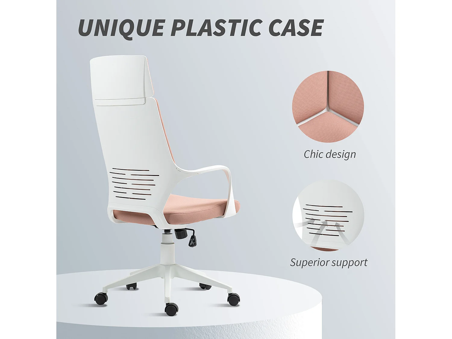 Sedia da ufficio girevole con altezza regolabile in tessuto rosa