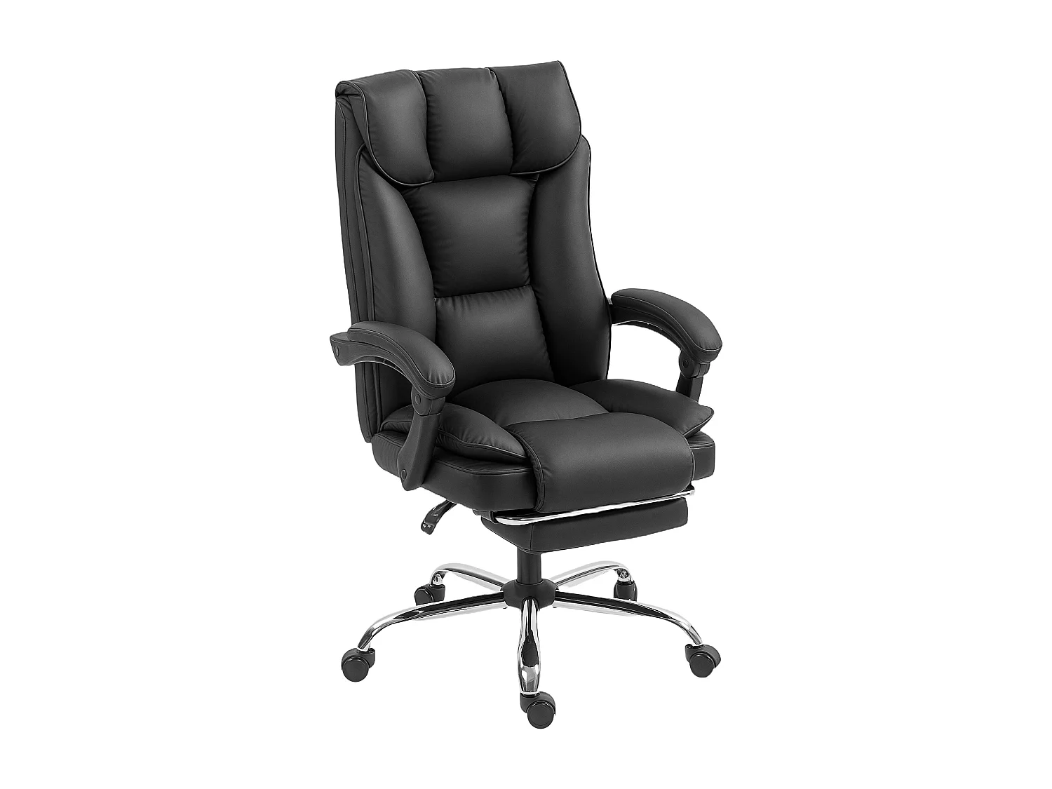 Sedia da ufficio reclinabile con poggiapiedi in finta pelle nero