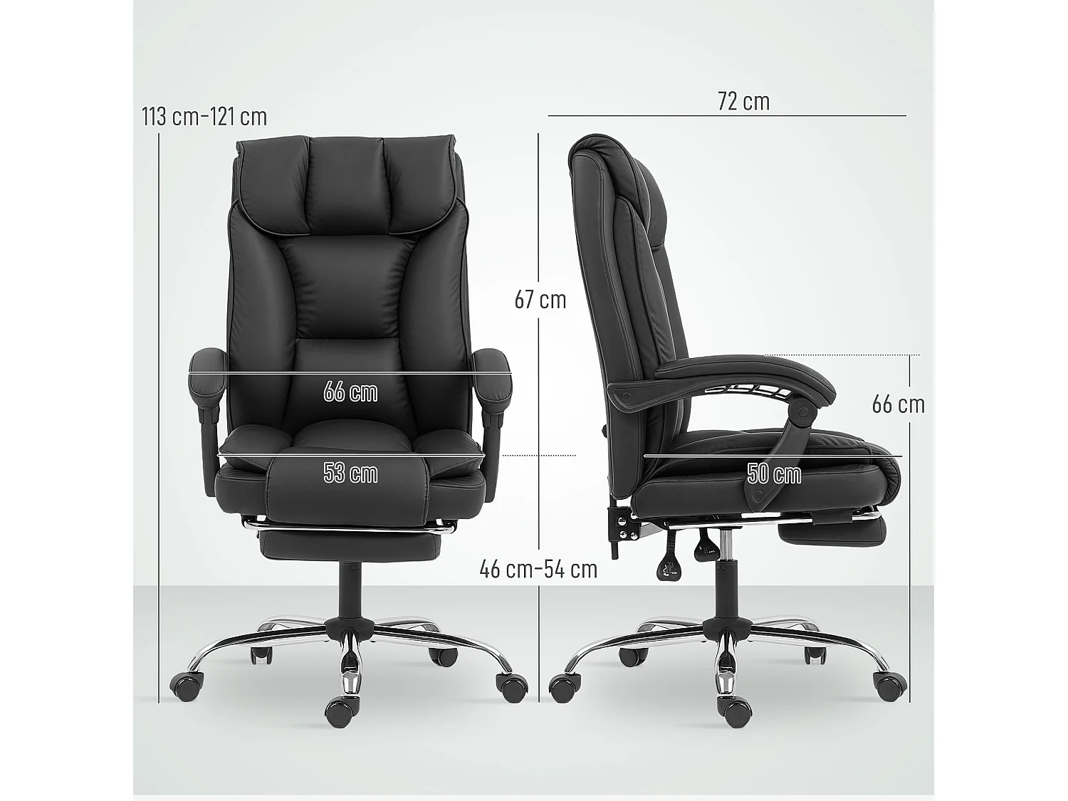 Sedia da ufficio reclinabile con poggiapiedi in finta pelle nero
