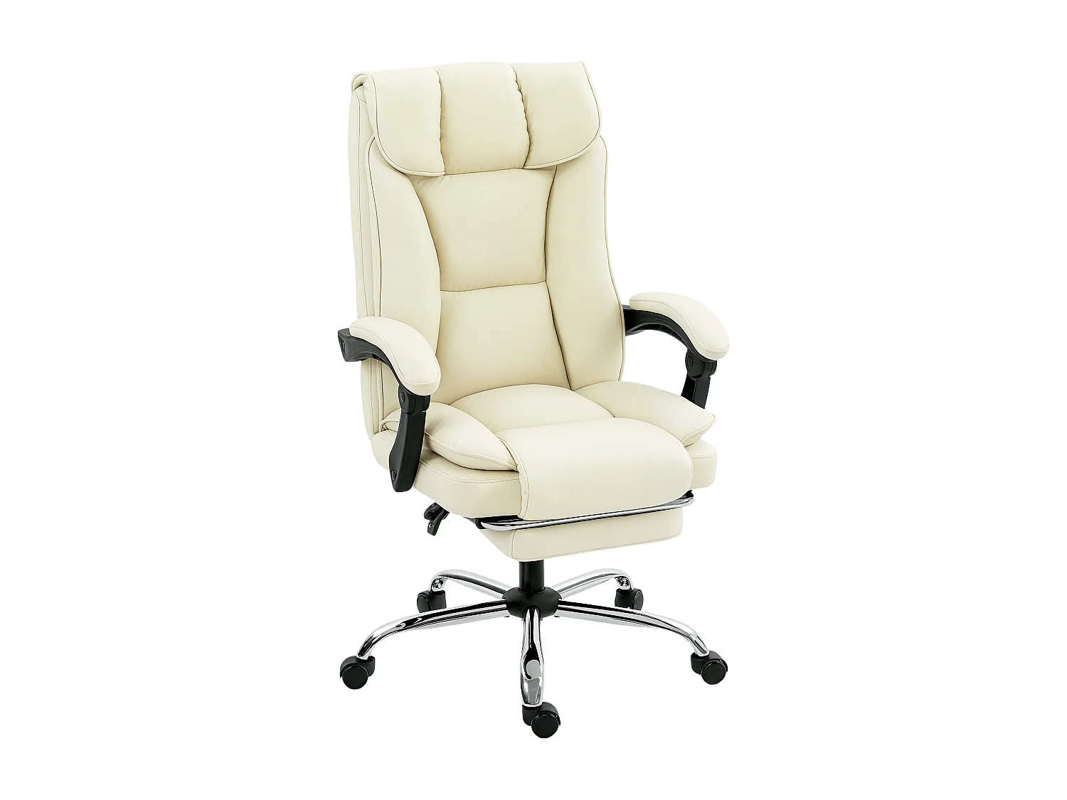 Sedia da ufficio reclinabile con poggiapiedi in finta pelle beige