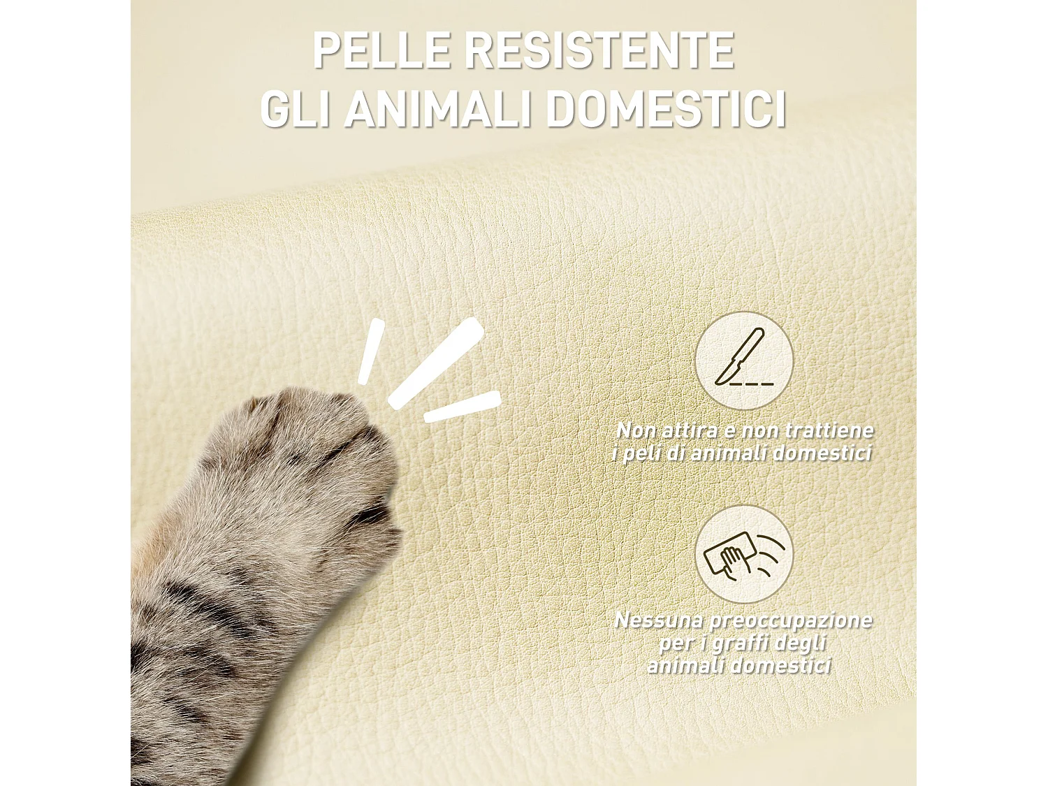 Sedia da ufficio reclinabile con poggiapiedi in finta pelle beige