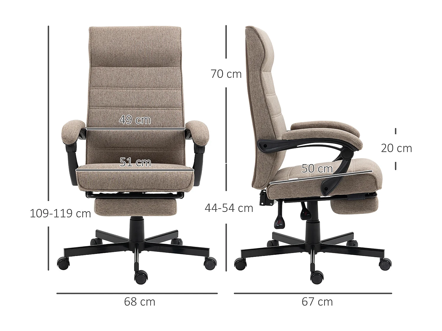 Sedia da ufficio con ruote poggiapiedi e altezza regolabile
