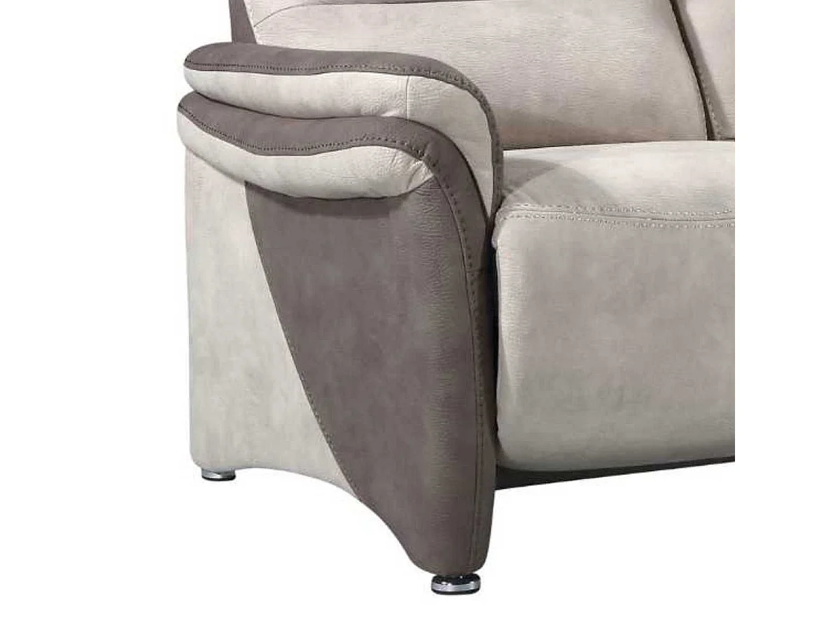 Canapé 2 places fixe tissu micro peau brun et mastic - NADIR