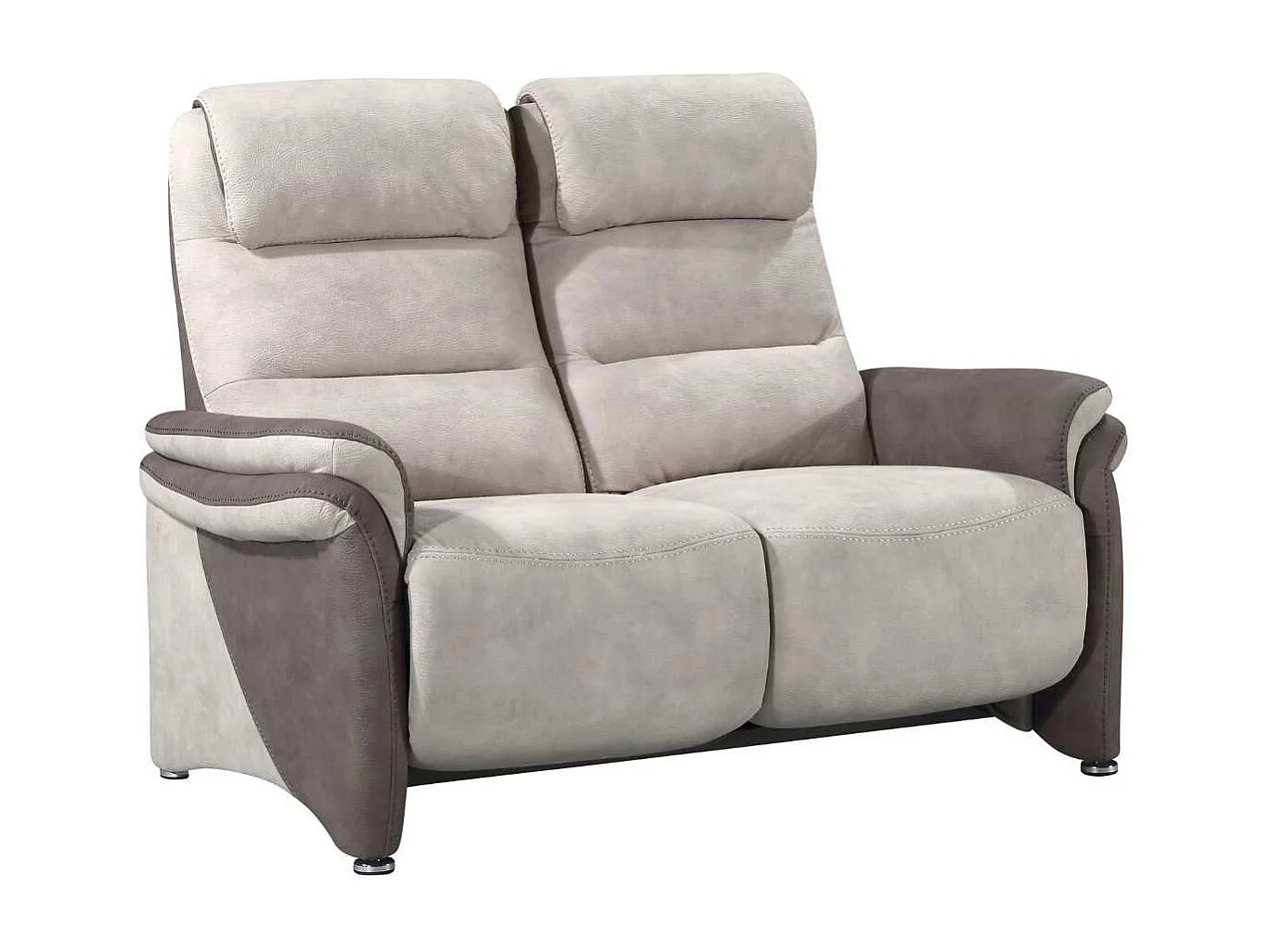 Canapé 2 places fixe tissu micro peau brun et mastic - NADIR