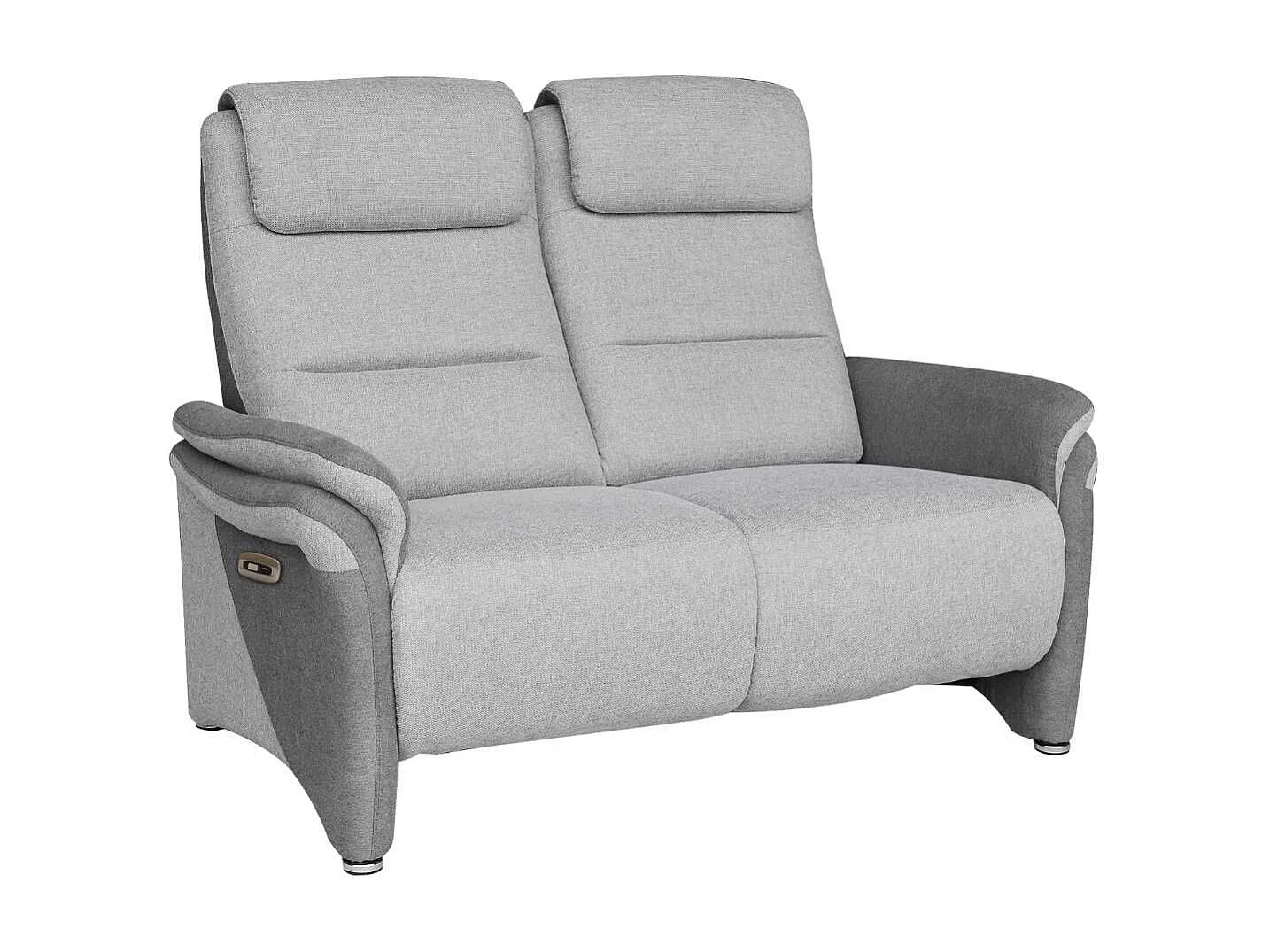 Canapé 2 places relax électrique tissu polyester gris clair et gris foncé - NADIR