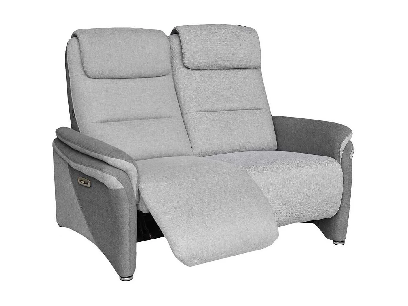 Canapé 2 places relax électrique tissu polyester gris clair et gris foncé - NADIR