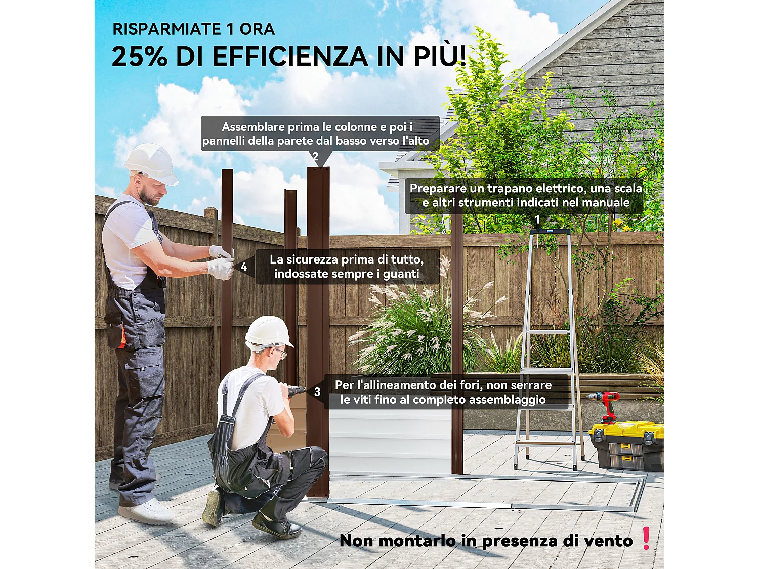 Casetta da giardino con prese d'aria in acciaio colore quercia