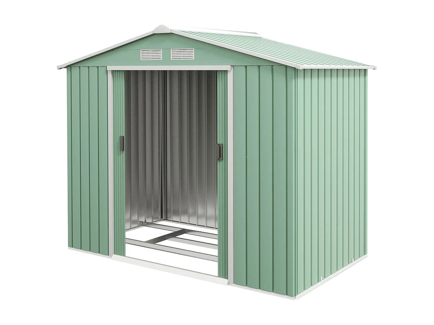 Casetta da giardino 2.5m² in acciaio zincato con basamento e prese d'aria