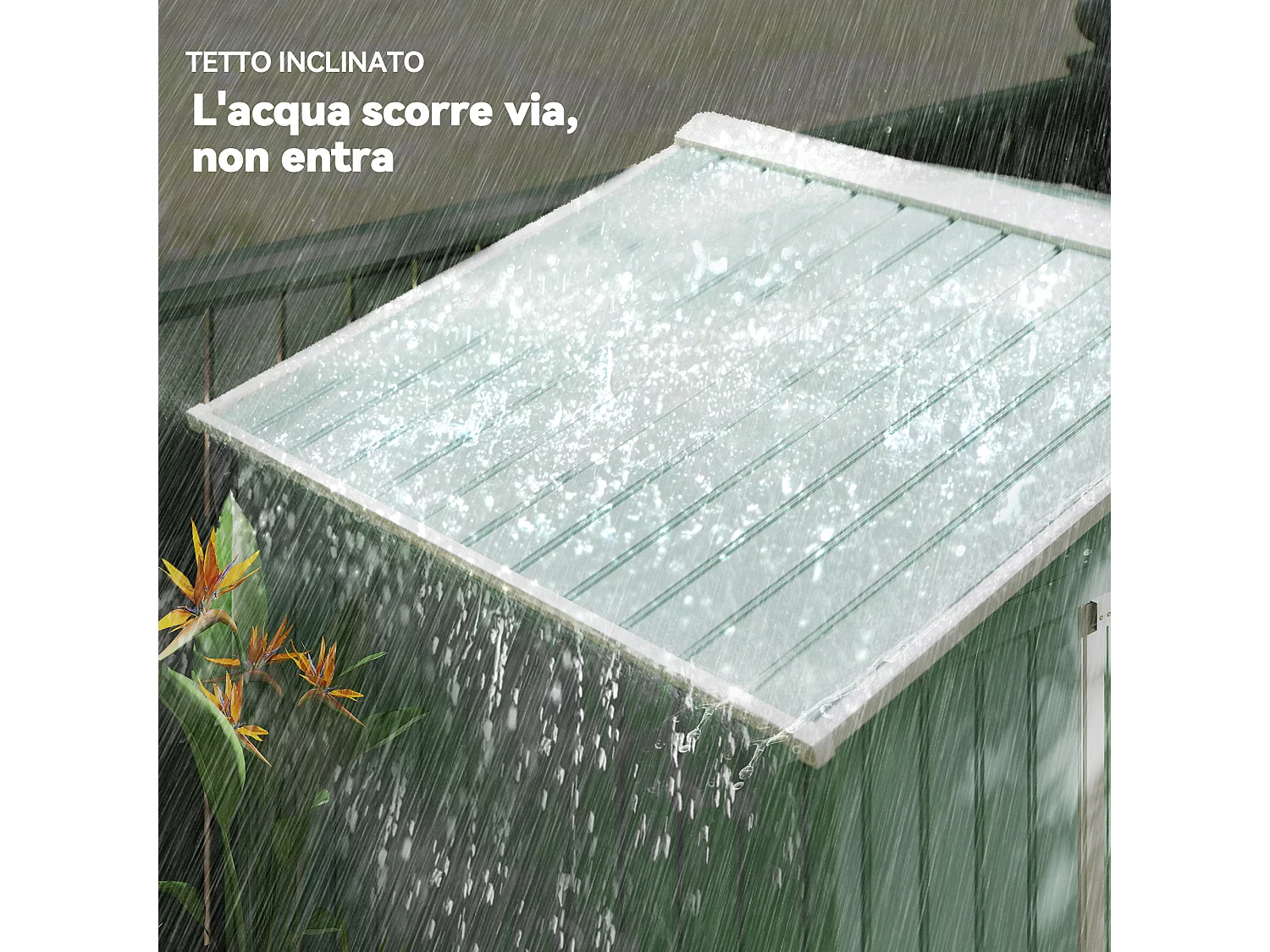 Casetta da giardino 2.5m² in acciaio zincato con basamento e prese d'aria