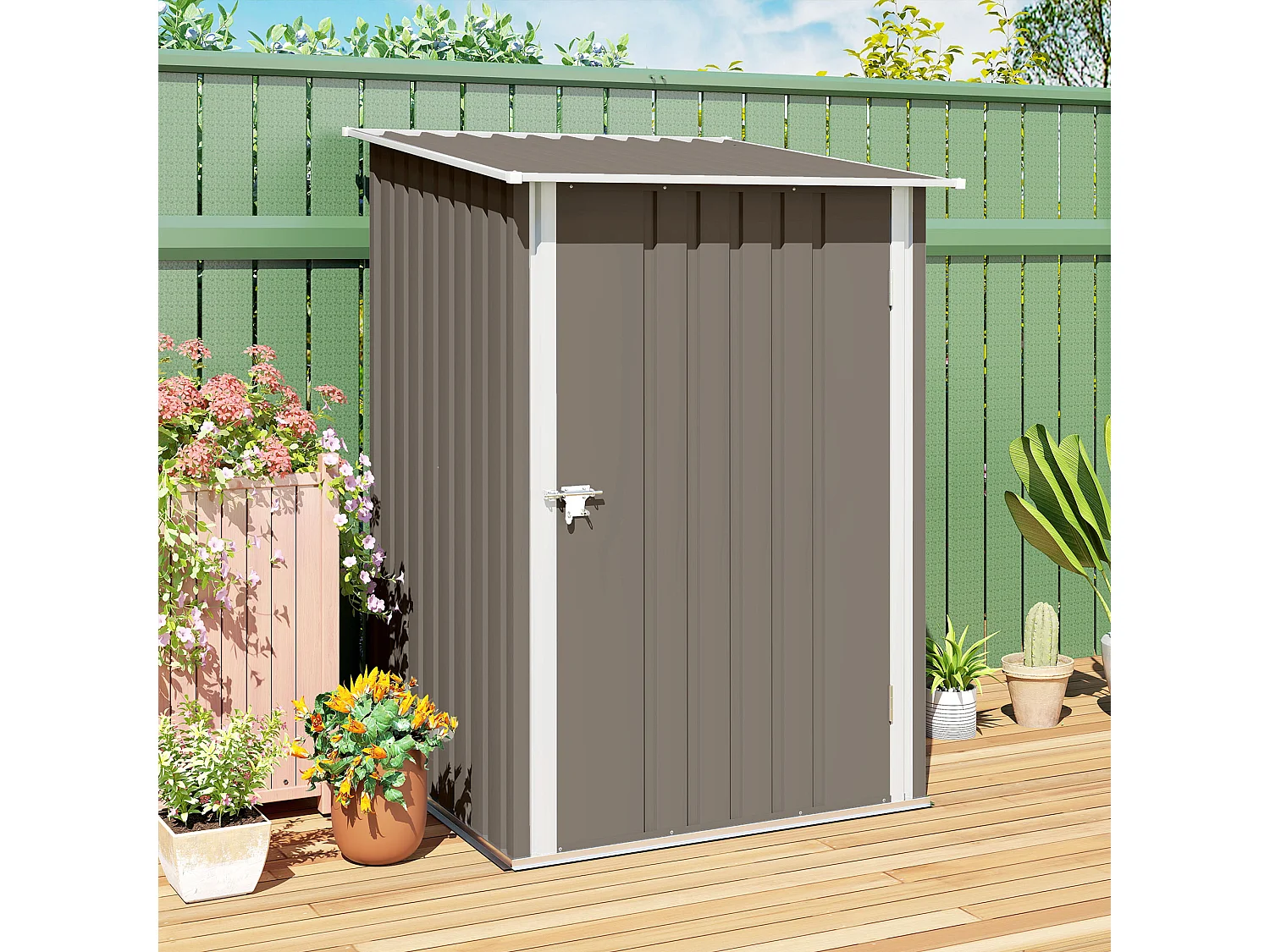 Casetta porta attrezzi 0.92m² in acciaio zincato marrone