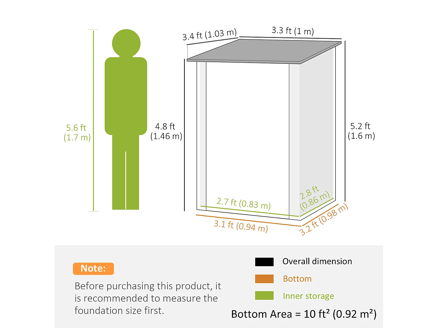 Casetta da giardino 0.92m² in acciaio zincato con porta battente