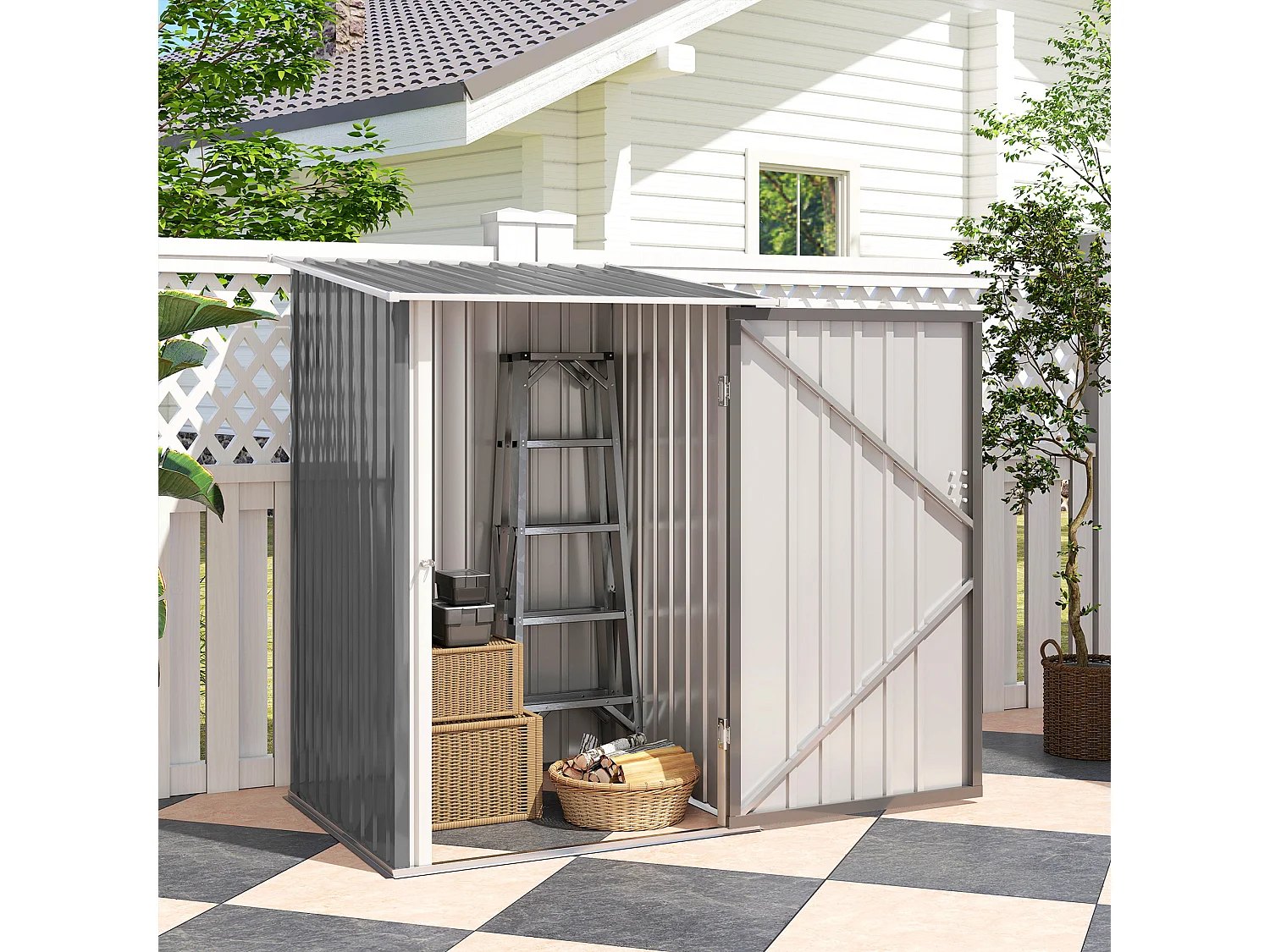 Casetta da giardino 0.92m² in acciaio zincato con porta battente