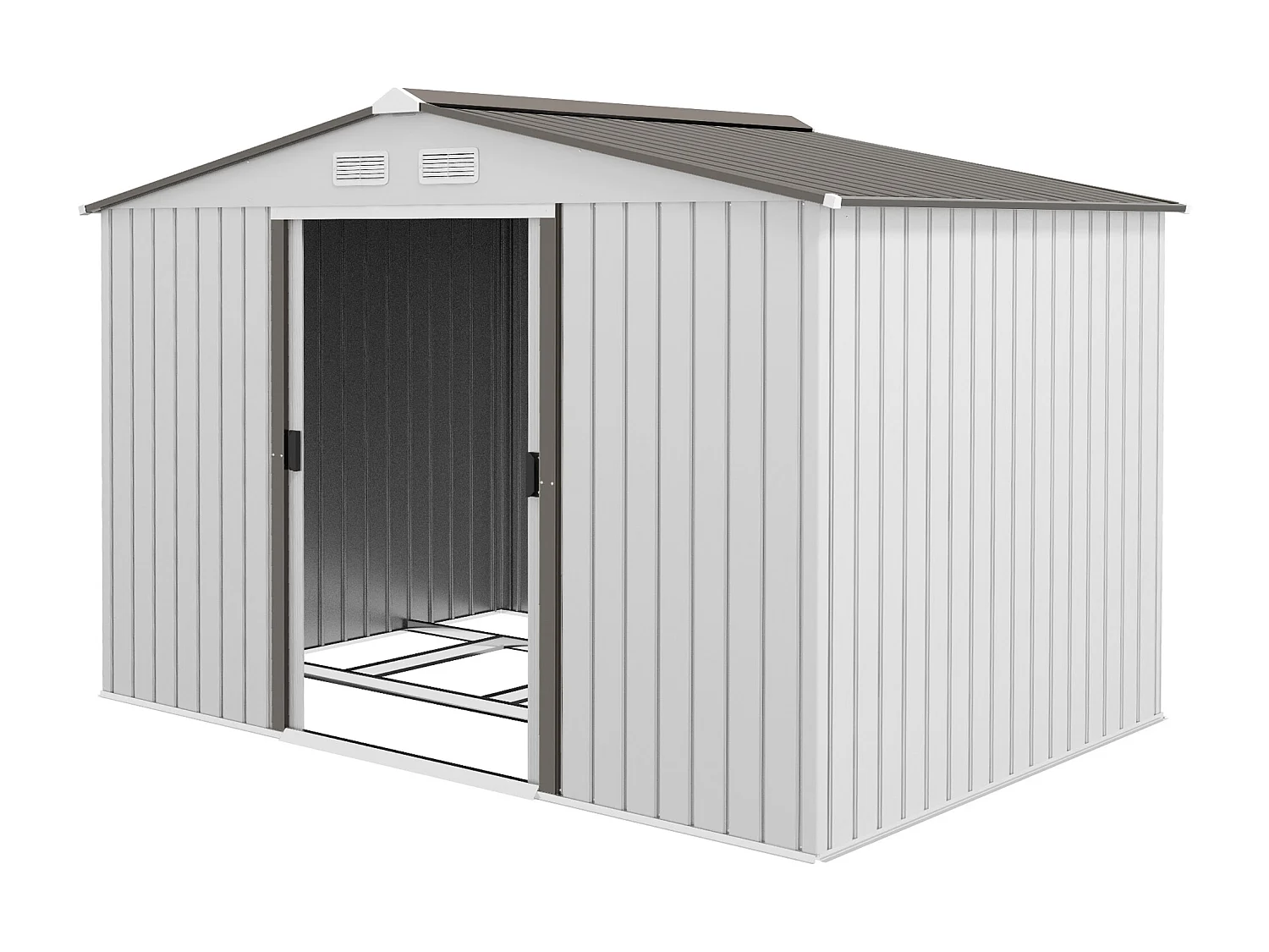 Capanno attrezzi in acciaio con porte scorrevoli