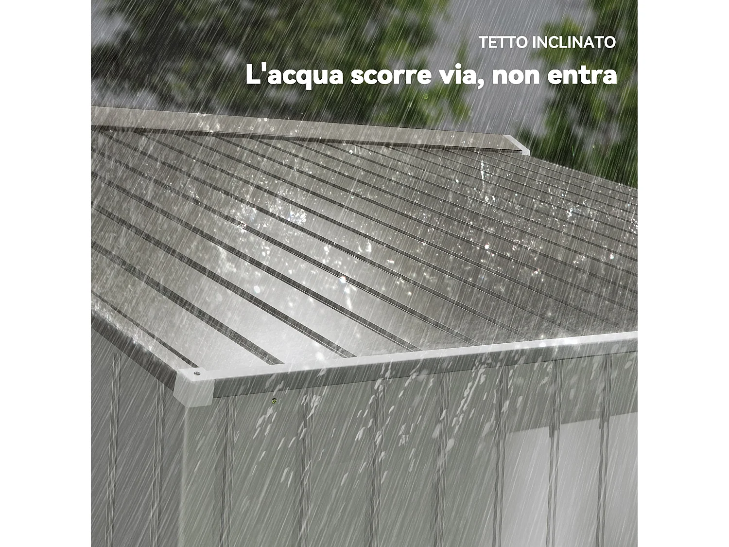 Capanno attrezzi in acciaio con porte scorrevoli