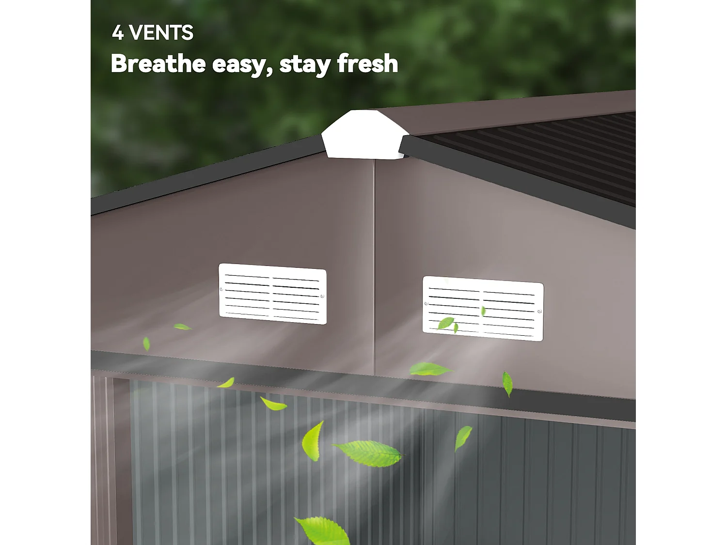 Casetta da giardino 8.3m² in acciaio zincato con prese d'aria