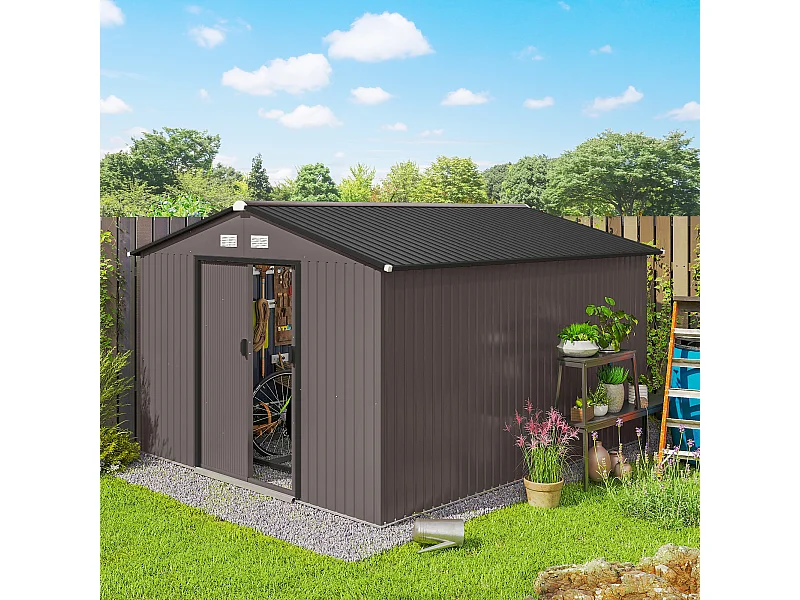 Casetta da giardino 8.3m² in acciaio zincato con prese d'aria