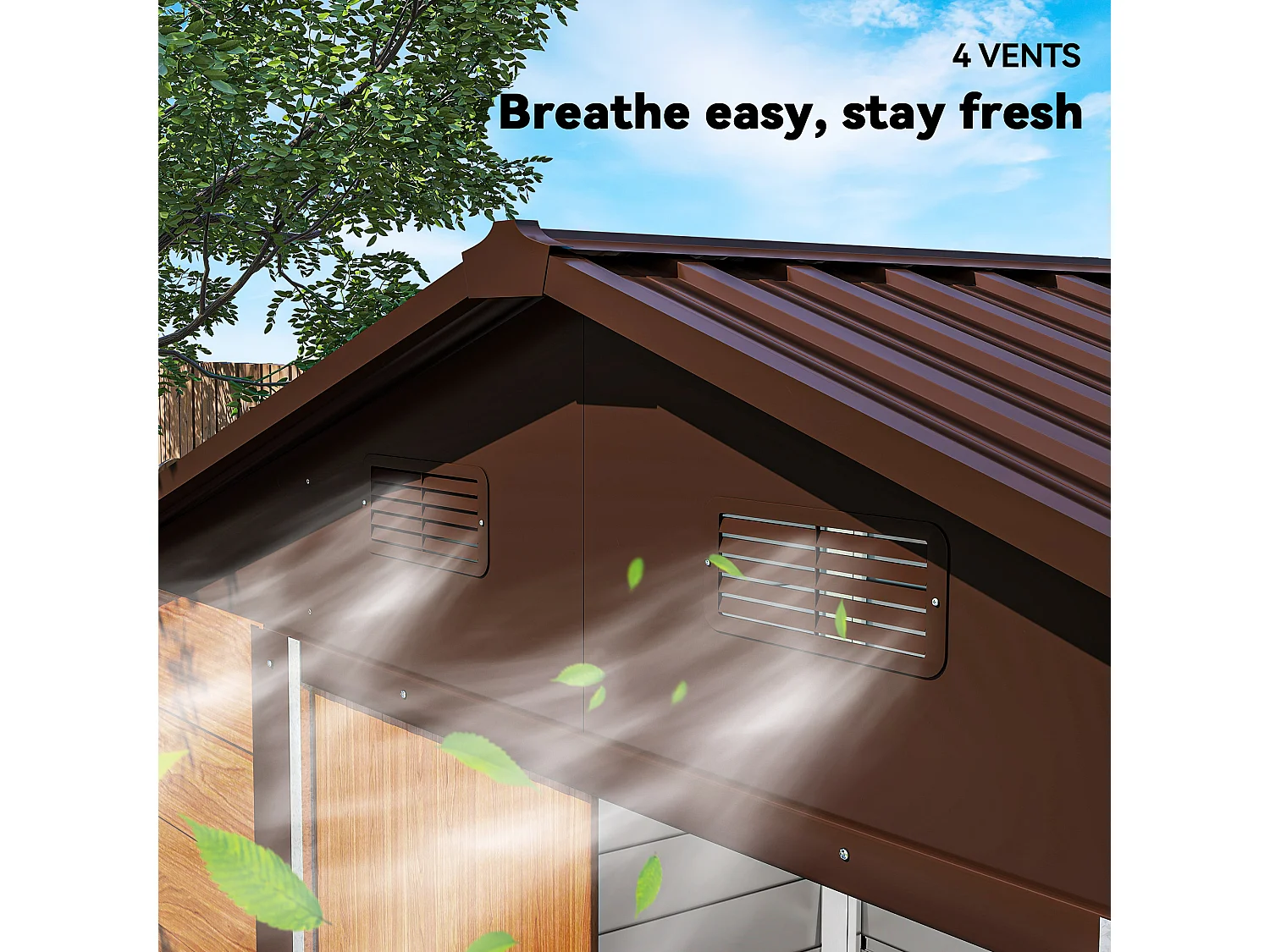 Casetta da giardino 4.07m² in acciaio zincato con fori di drenaggio prese d'aria