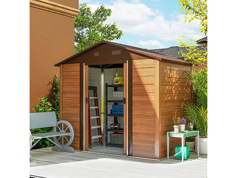 Casetta da giardino 4.07m² in acciaio zincato con fori di drenaggio prese d'aria