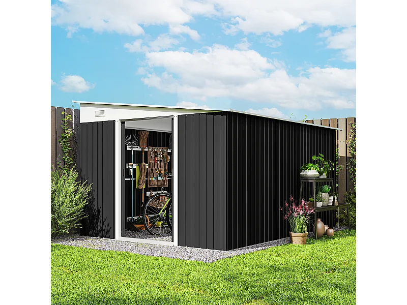 Casetta da giardino 8.9m² in acciaio zincato con 2 prese d'aria