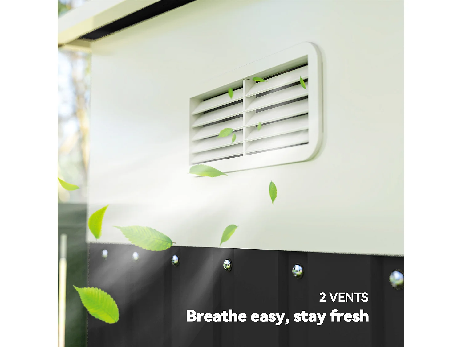 Casetta da giardino 8.9m² in acciaio zincato con 2 prese d'aria