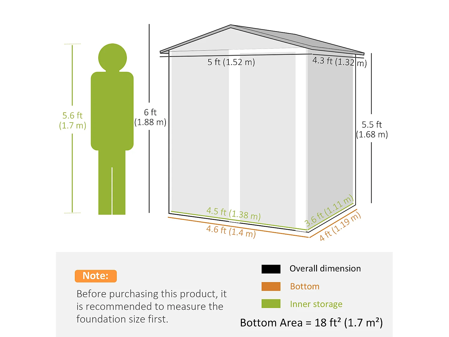 Casetta da giardino in acciaio tetto inclinato 4 prese d'aria